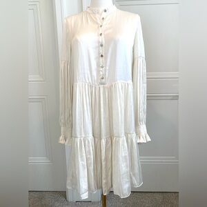 Zadig & Voltaire Ivory “Randy Satin” Dress with Crystal Buttons Small NWT